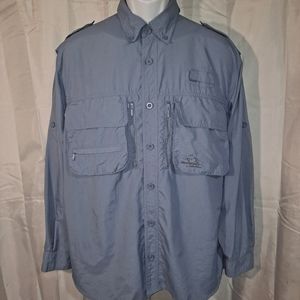 Cabela's GuideWear Vented Fishing Windbreaker Jacket Men's Medium Blue 5 Pocket